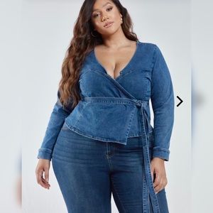 Fashion to Figure Danielle Wrap Denim Top - NWT
